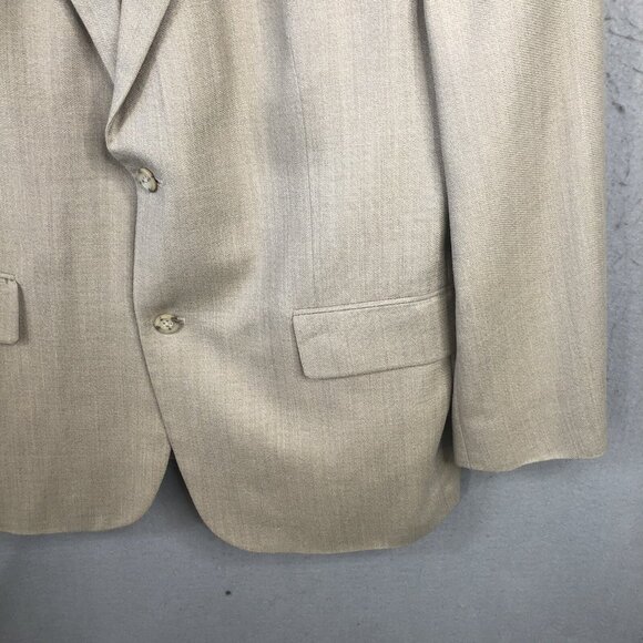 Oscar De La Renta Blazer Mens 46R  Cream Silk Wool Sport Coat Jacket Career - Picture 7 of 16